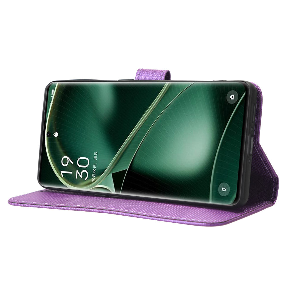 For Oppo Find X6 PU Leather Wallet Case Diamond Texture Stand Protective Phone Cover