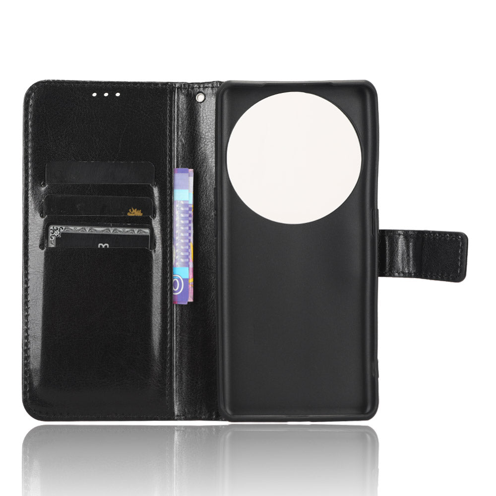 For Oppo Find X6 Pro Magnetic Wallet Flip Case PU Leather Crazy Horse Texture Stand Phone Cover