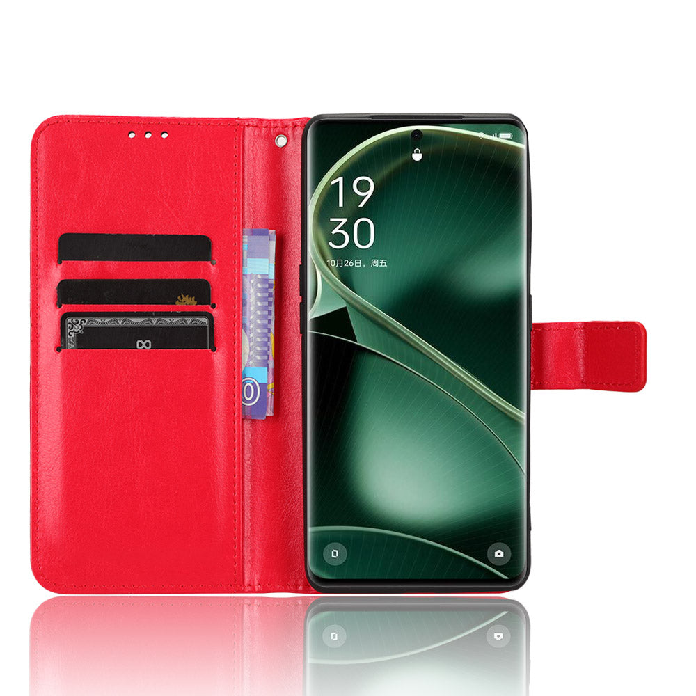 For Oppo Find X6 Pro Magnetic Wallet Flip Case PU Leather Crazy Horse Texture Stand Phone Cover