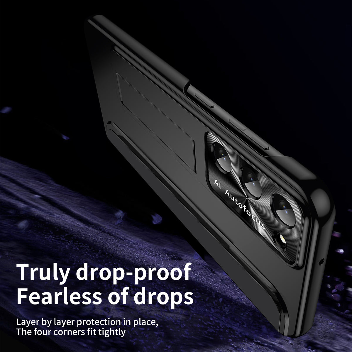 For Samsung Galaxy S23+ Hard PC Phone Case Hidden Kickstand Shockproof Electroplating Cover