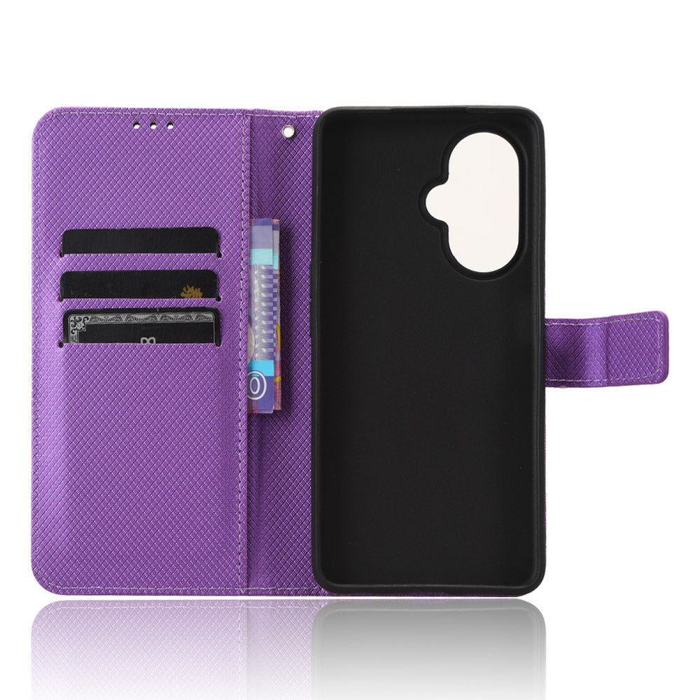 For OnePlus Nord CE 3 Lite 5G / Nord N30 5G Phone Case Wallet Stand Diamond Texture Phone Leather Cover