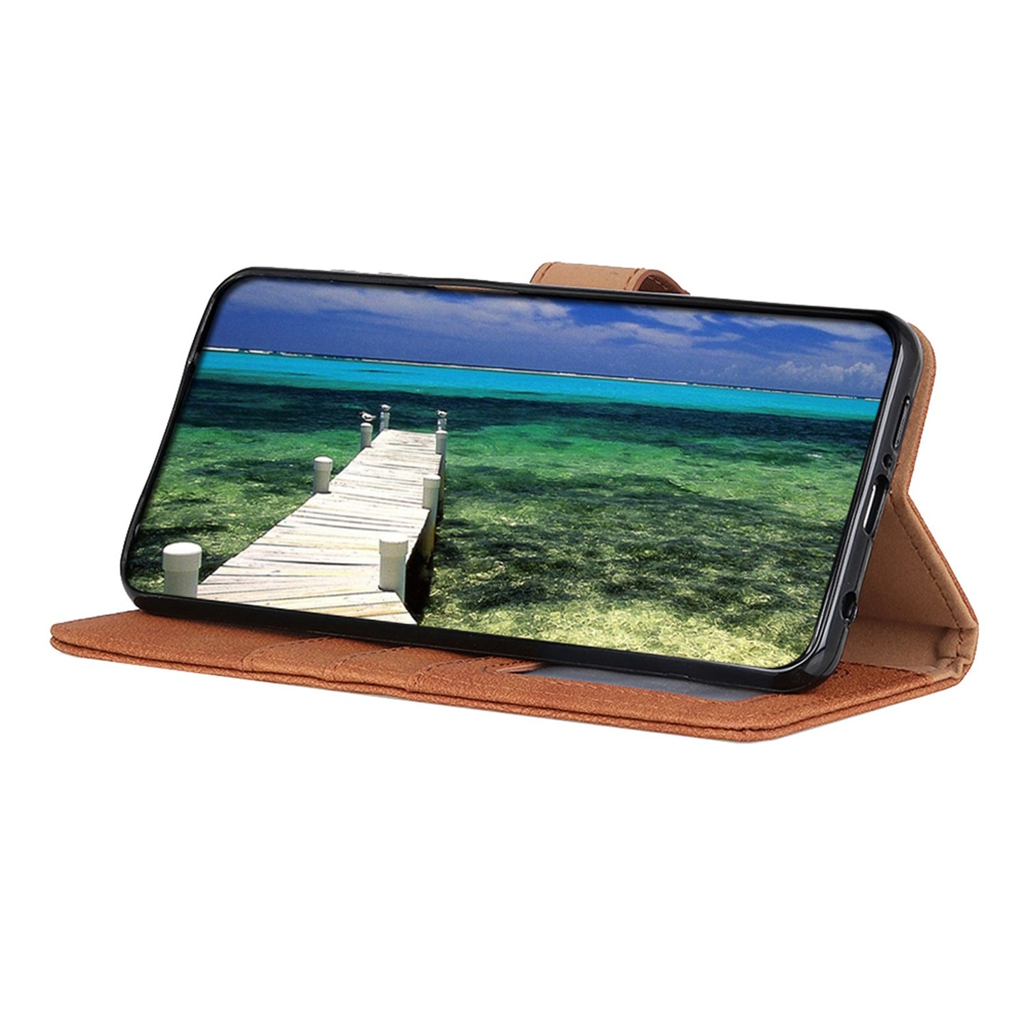 KHAZHEN For Xiaomi Redmi Note 12 Turbo / Poco F5 5G Stitching Retro Phone Case Split Leather Wallet Protective Stand Cover