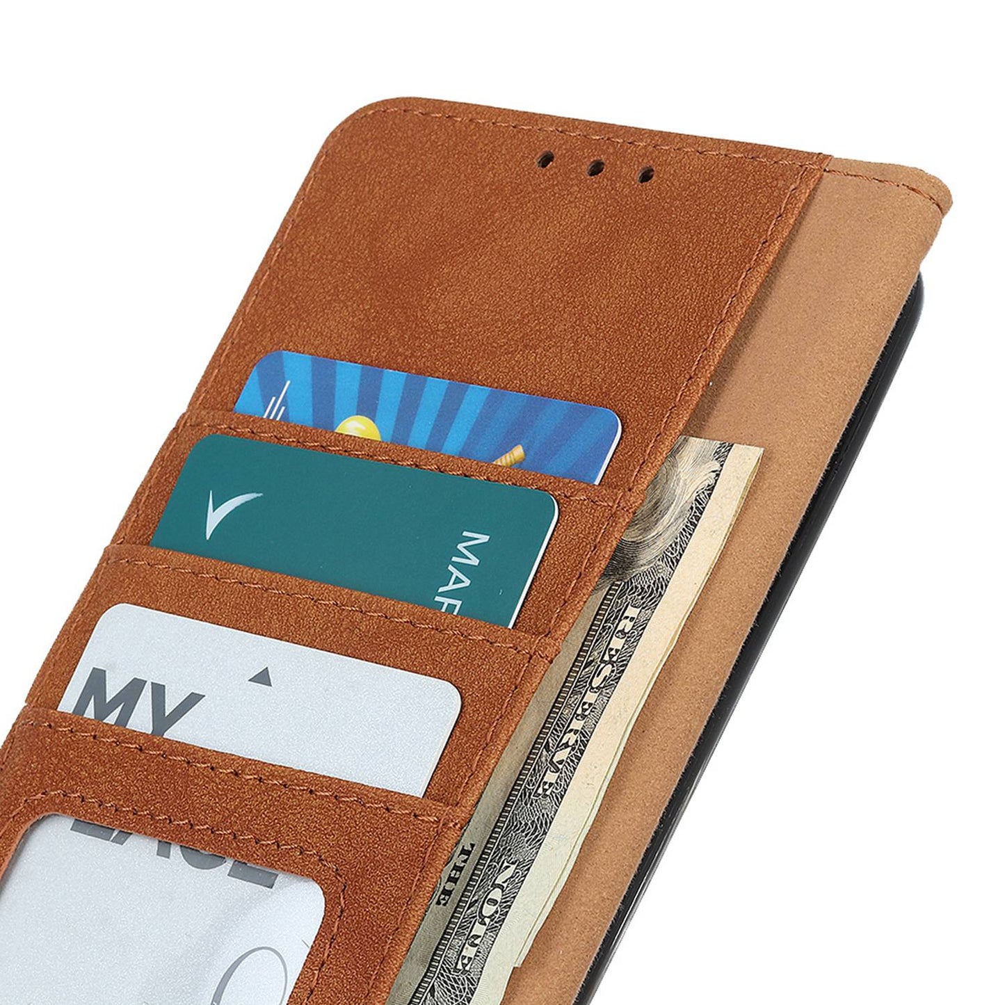 KHAZHEN For Xiaomi Redmi Note 12 Turbo / Poco F5 5G Stitching Retro Phone Case Split Leather Wallet Protective Stand Cover