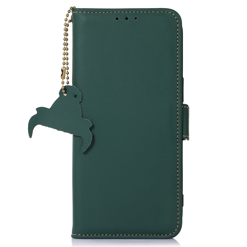 For Xiaomi Redmi Note 12 Turbo / Poco F5 5G RFID Blocking Phone Case Genuine Cow Leather Stand Wallet Protective Cover