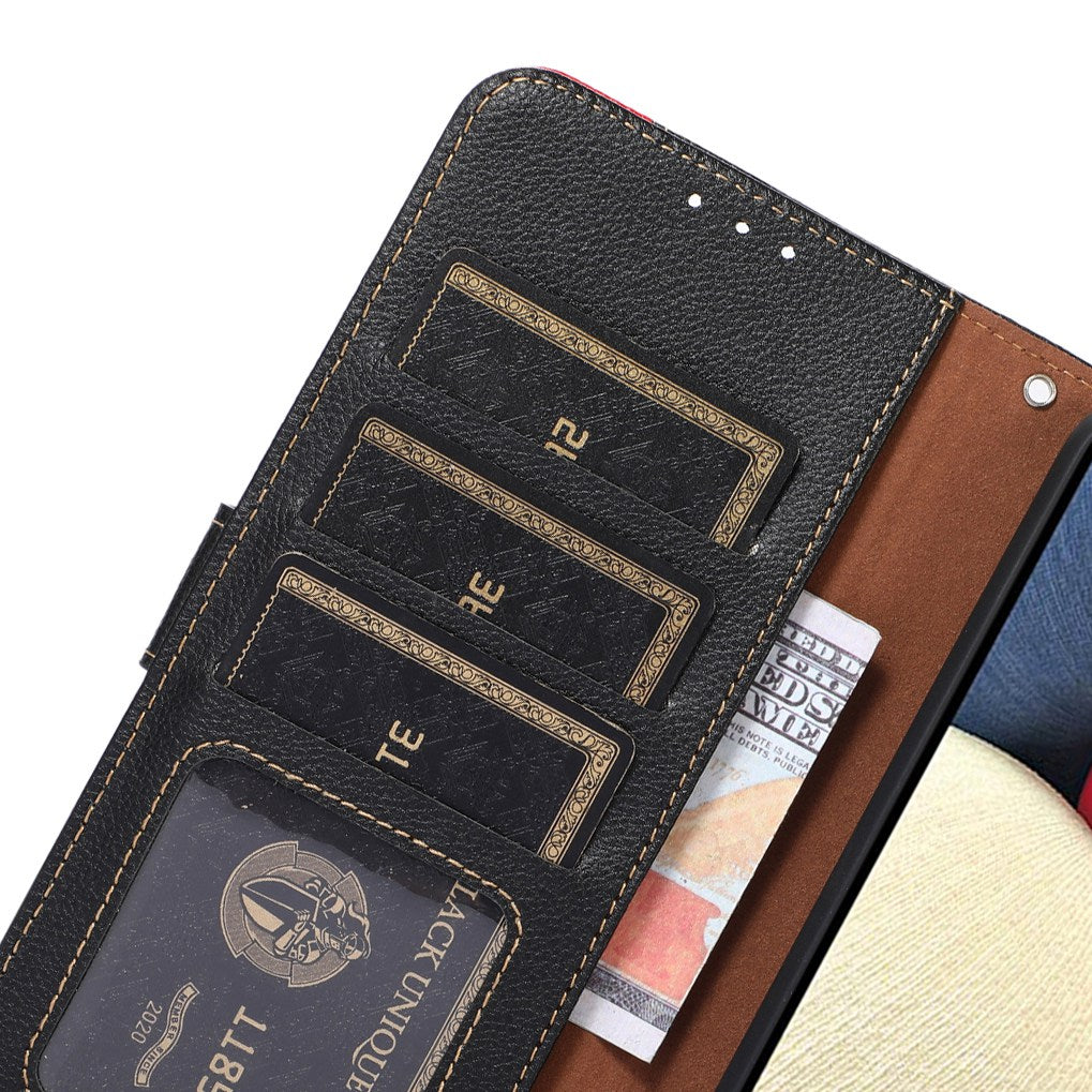 KHAZNEH For Nokia C32 Litchi Texture RFID Blocking Phone Case Leather Wallet Stand Anti-drop Cover