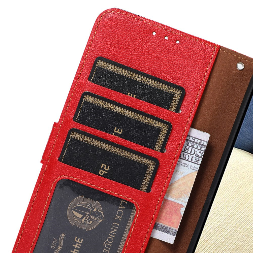 KHAZNEH For Nokia C32 Litchi Texture RFID Blocking Phone Case Leather Wallet Stand Anti-drop Cover