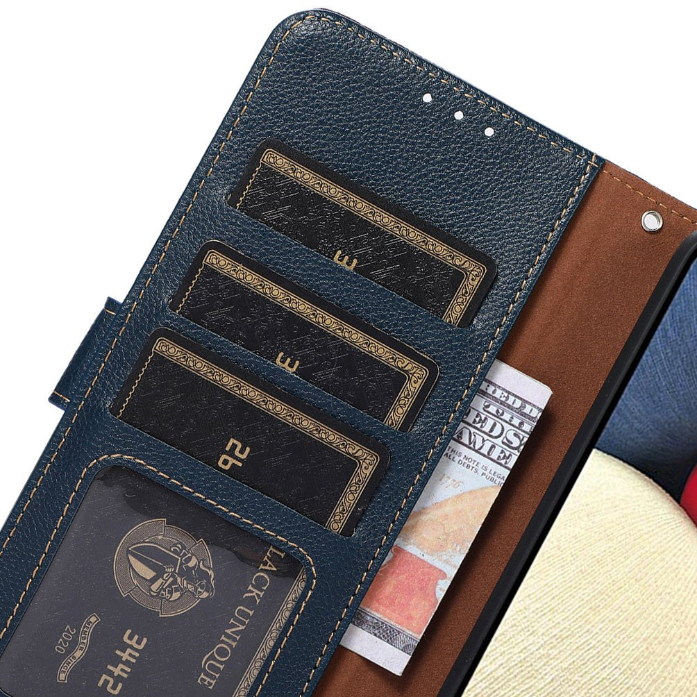 KHAZNEH For Nokia C32 Litchi Texture RFID Blocking Phone Case Leather Wallet Stand Anti-drop Cover