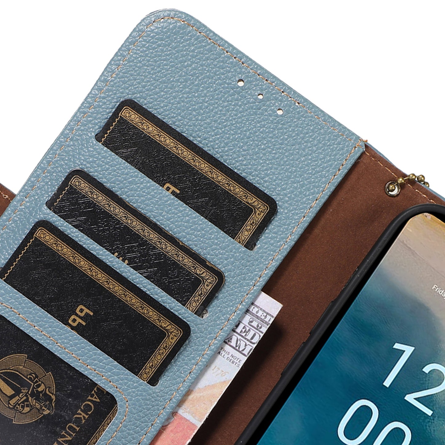 For Nokia C32 RFID Blocking Phone Cover Genuine Cow Leather Phone Case with Stand Wallet