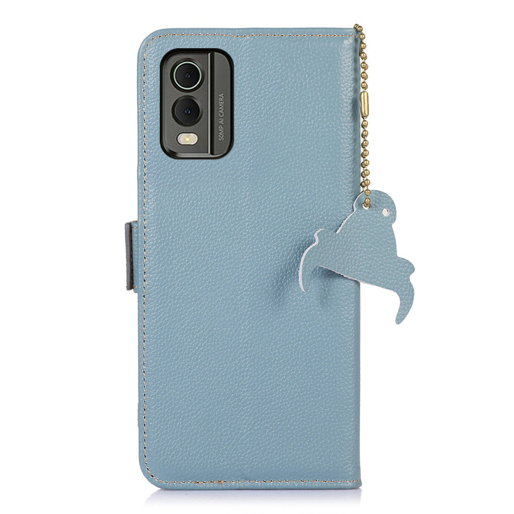 For Nokia C32 RFID Blocking Phone Cover Genuine Cow Leather Phone Case with Stand Wallet