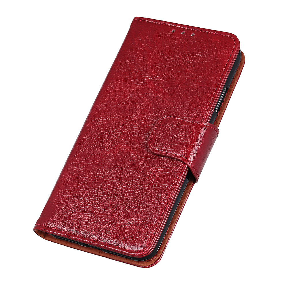 For Nokia C32 Wallet Stand Split Leather Phone Case Nappa Texture Cellphone Protective Cover
