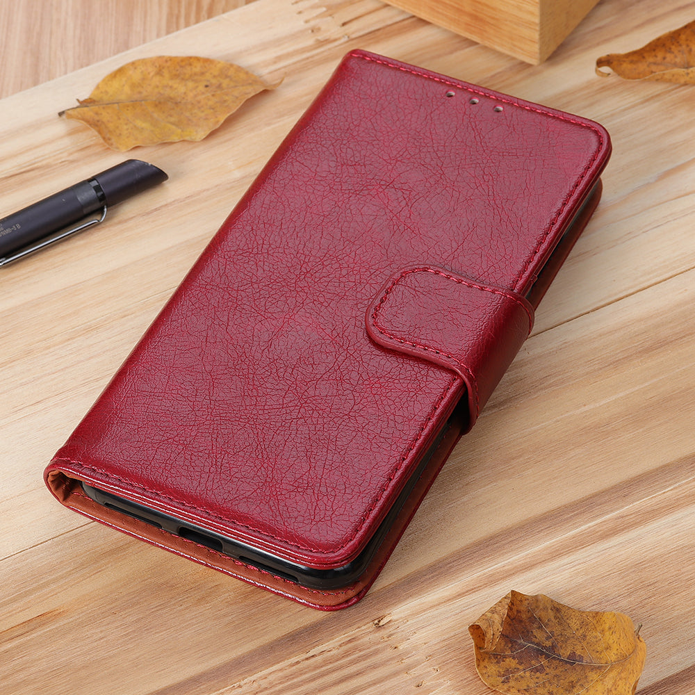 For Nokia C32 Wallet Stand Split Leather Phone Case Nappa Texture Cellphone Protective Cover