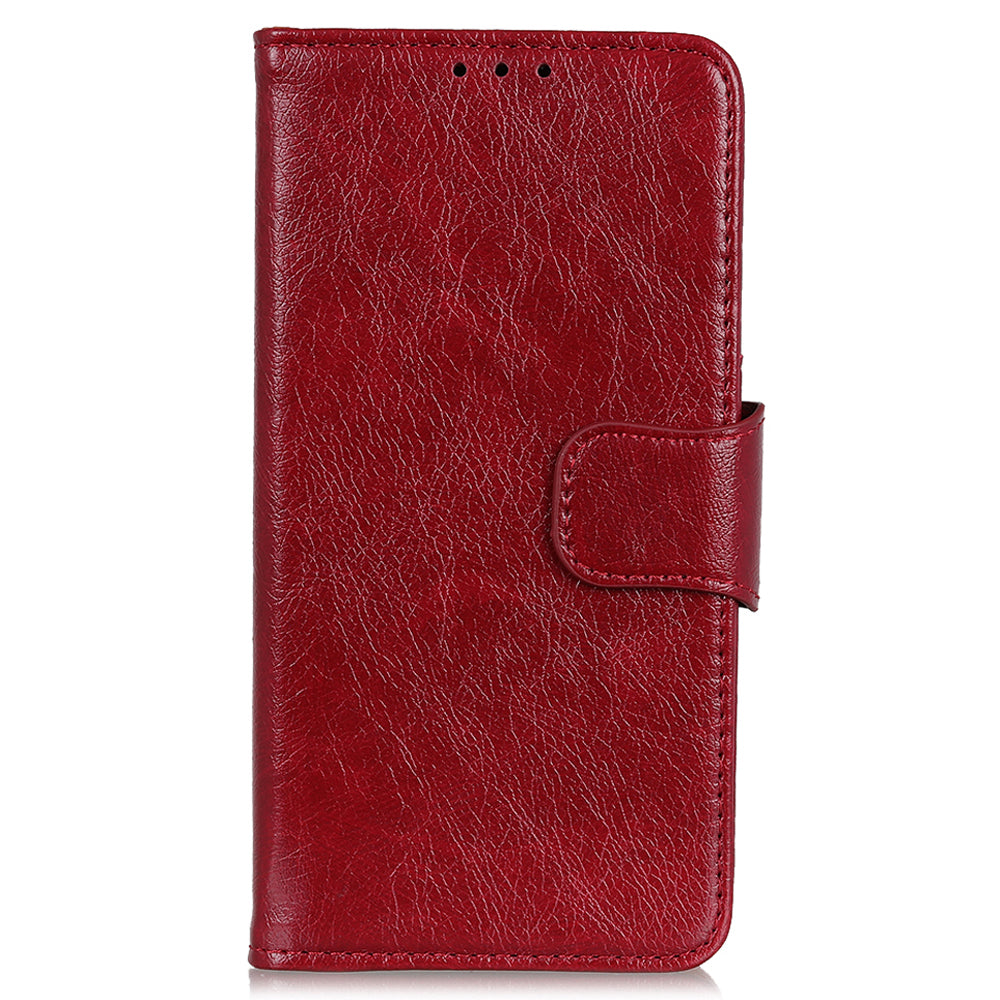 For Nokia C32 Wallet Stand Split Leather Phone Case Nappa Texture Cellphone Protective Cover