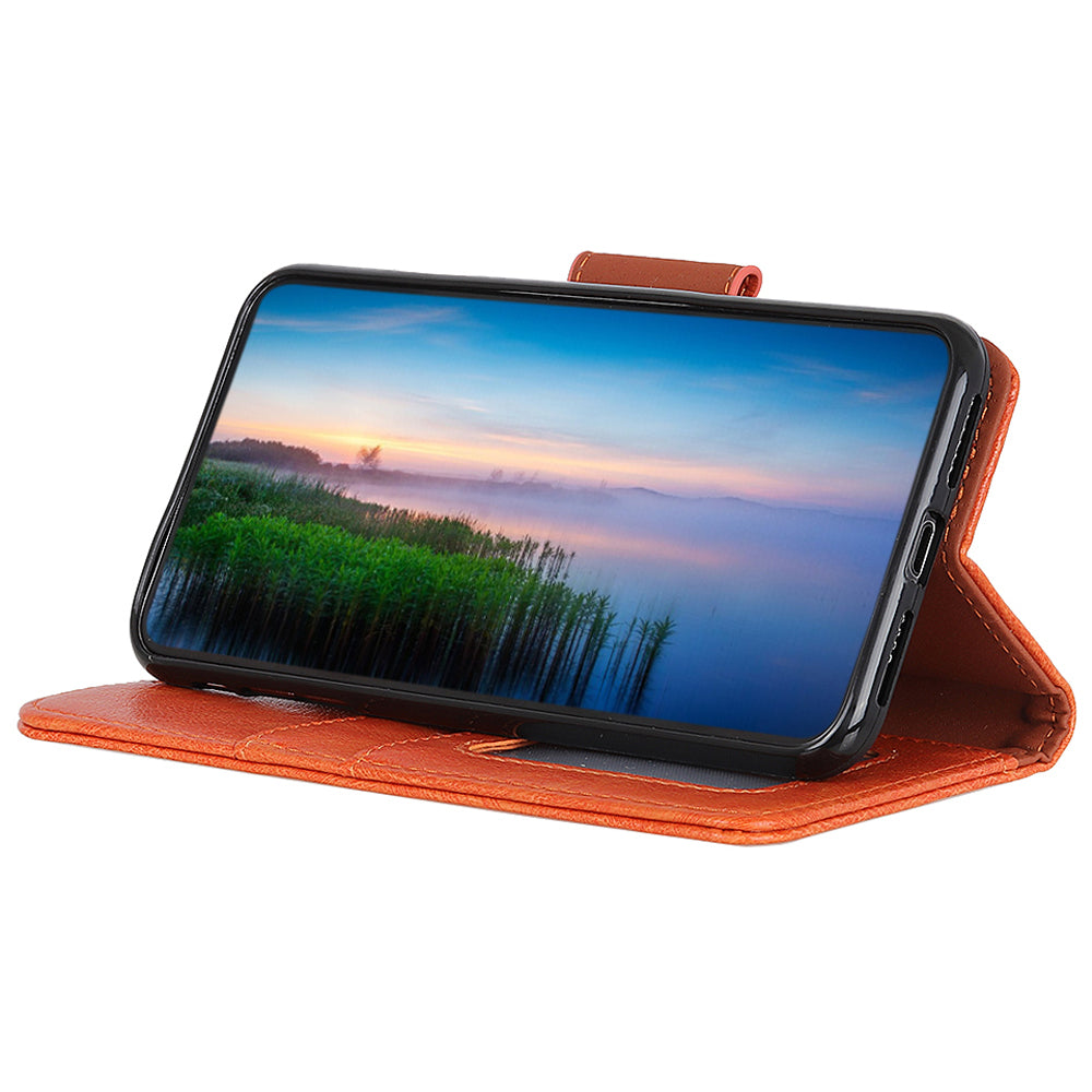 For Nokia C32 Wallet Stand Split Leather Phone Case Nappa Texture Cellphone Protective Cover