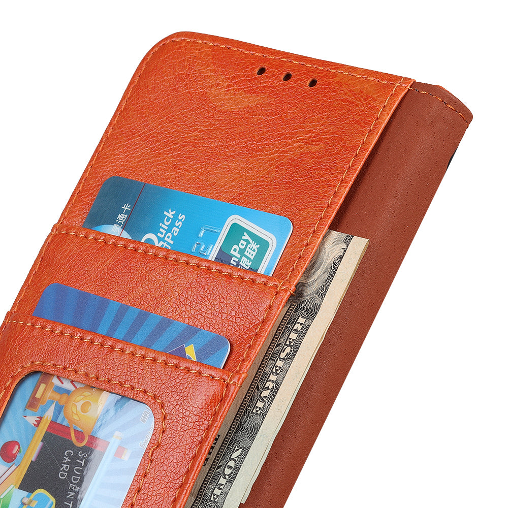 For Nokia C32 Wallet Stand Split Leather Phone Case Nappa Texture Cellphone Protective Cover