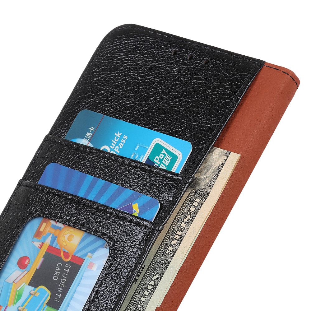 For Nokia C32 Wallet Stand Split Leather Phone Case Nappa Texture Cellphone Protective Cover