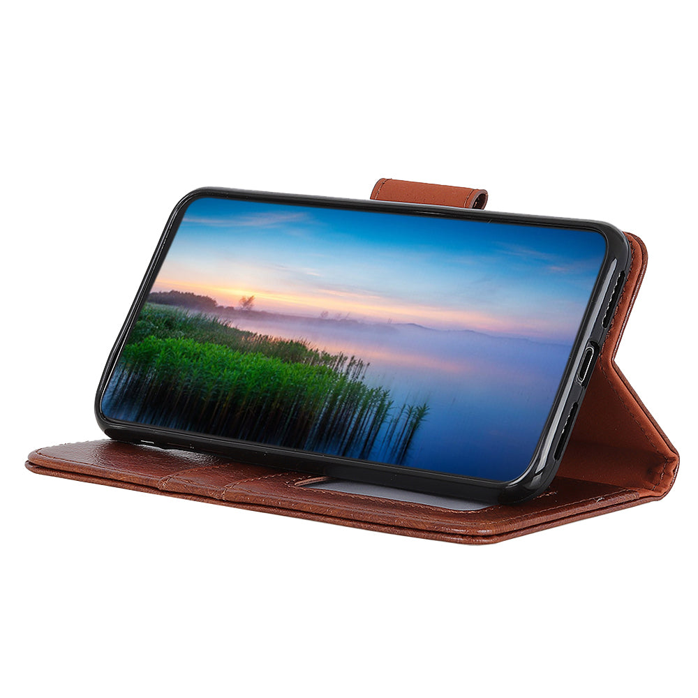 For Nokia C32 Wallet Stand Split Leather Phone Case Nappa Texture Cellphone Protective Cover