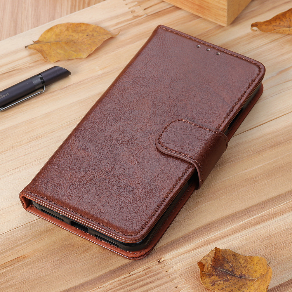 For Nokia C32 Wallet Stand Split Leather Phone Case Nappa Texture Cellphone Protective Cover