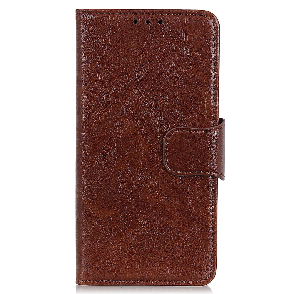 For Nokia C32 Wallet Stand Split Leather Phone Case Nappa Texture Cellphone Protective Cover