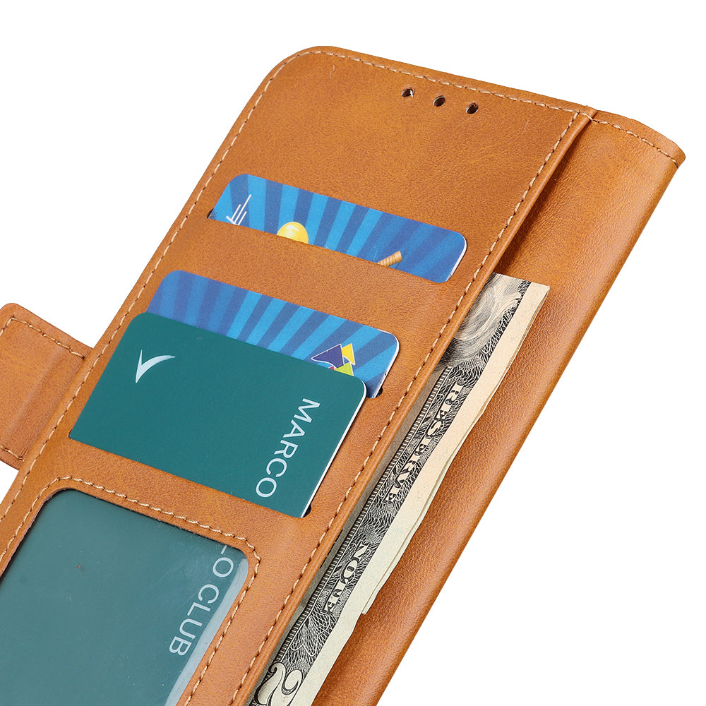 Phone Cover for Nokia C32 Anti-drop Cowhide Texture PU Leather Foldable Stand Wallet Case