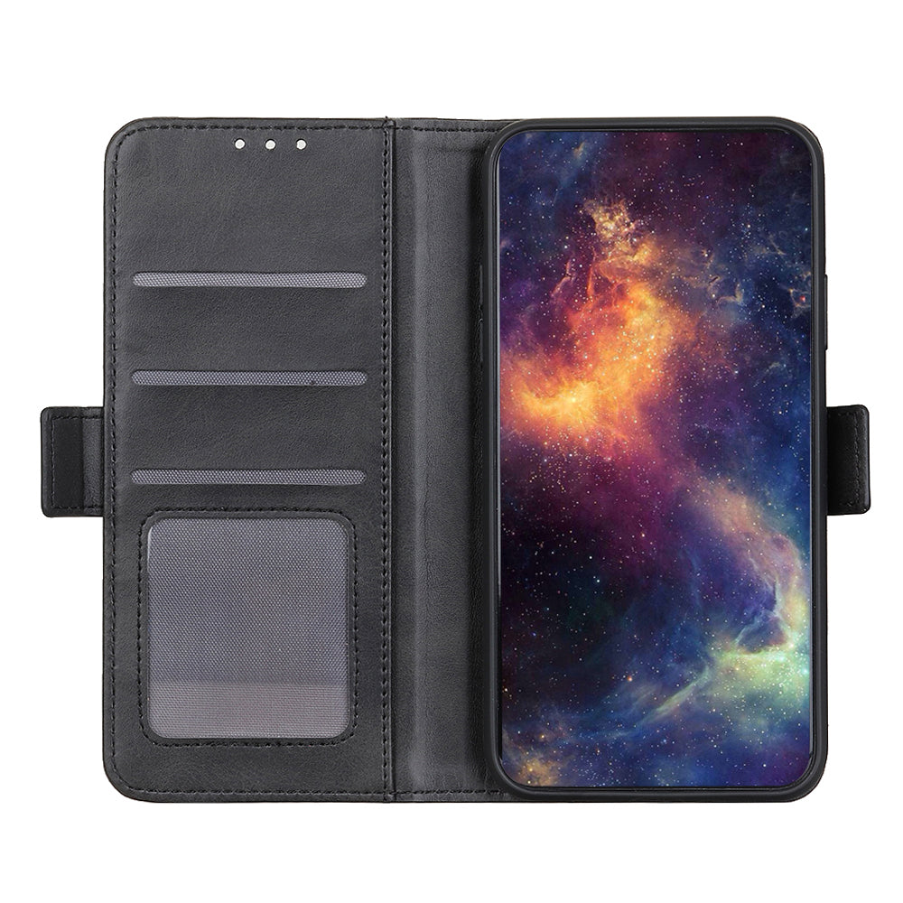 Phone Cover for Nokia C32 Anti-drop Cowhide Texture PU Leather Foldable Stand Wallet Case