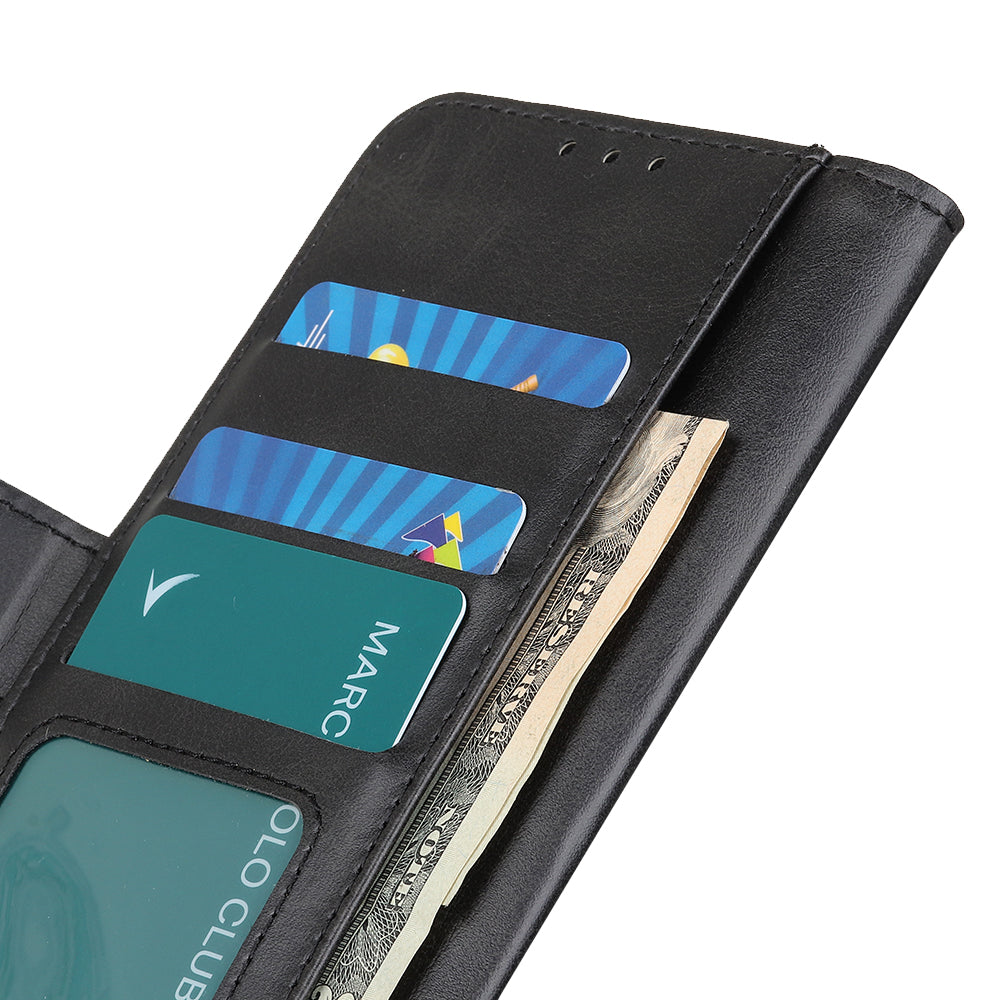 Phone Cover for Nokia C32 Anti-drop Cowhide Texture PU Leather Foldable Stand Wallet Case