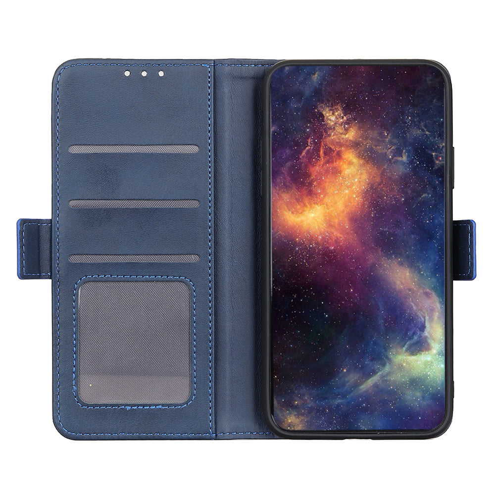 Phone Cover for Nokia C32 Anti-drop Cowhide Texture PU Leather Foldable Stand Wallet Case