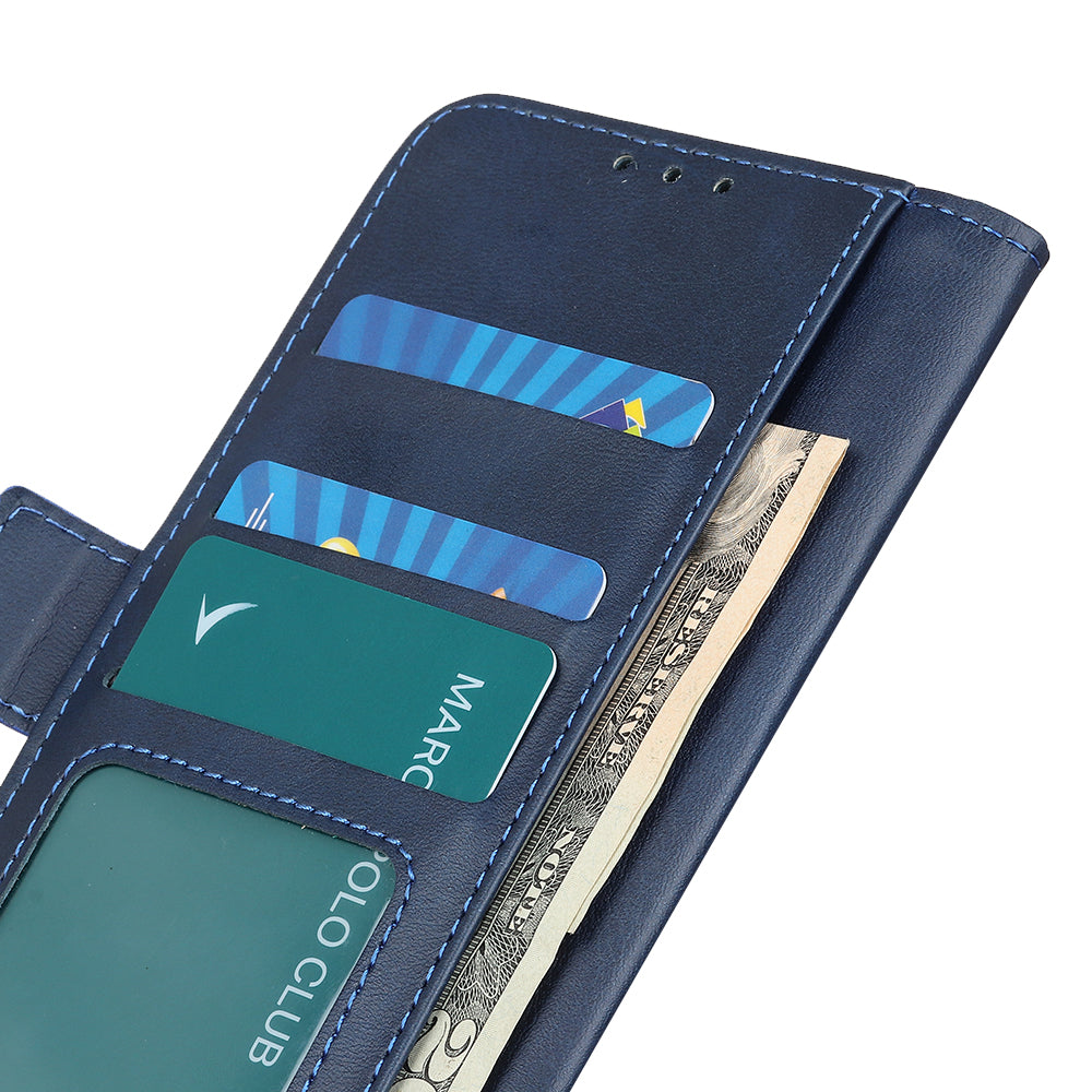 Phone Cover for Nokia C32 Anti-drop Cowhide Texture PU Leather Foldable Stand Wallet Case