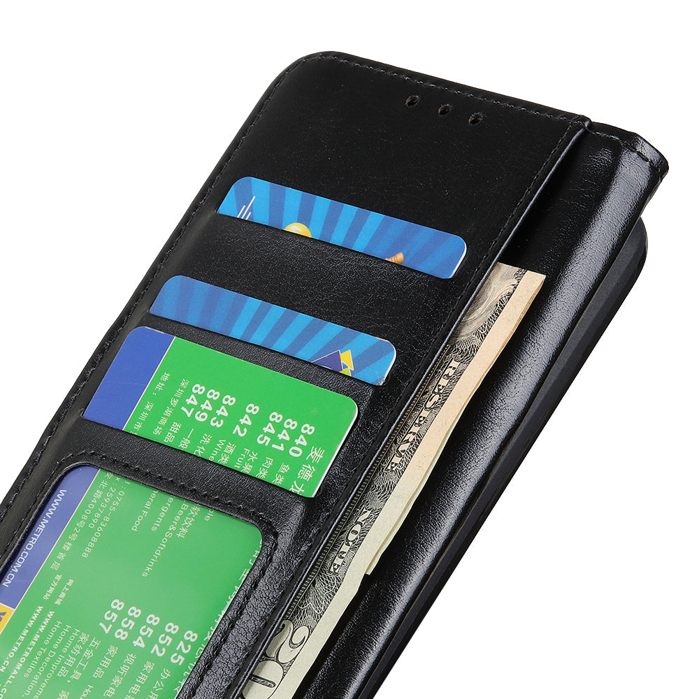 Phone Wallet Case for Nokia C32 Magnetic Clasp Crazy Horse Texture Stand PU Leather Cover