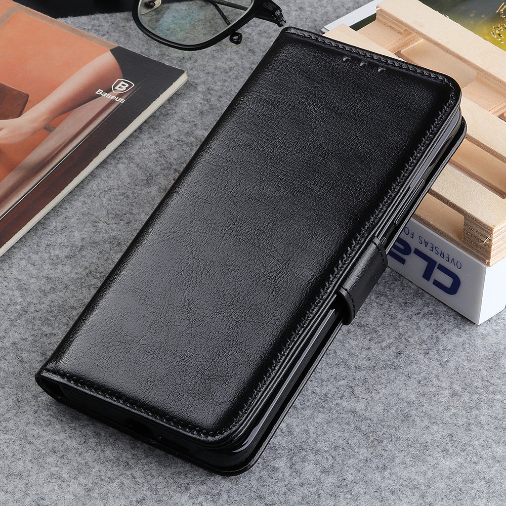 Phone Wallet Case for Nokia C32 Magnetic Clasp Crazy Horse Texture Stand PU Leather Cover