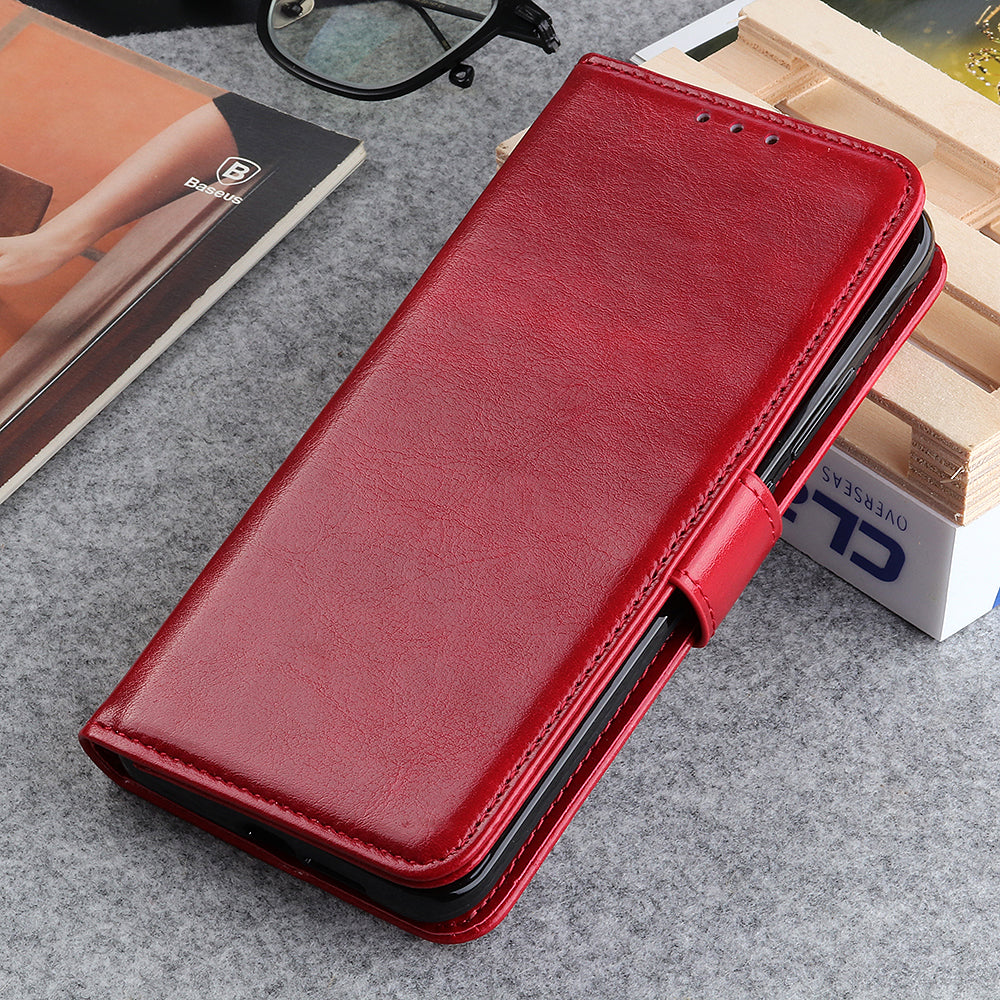 Phone Wallet Case for Nokia C32 Magnetic Clasp Crazy Horse Texture Stand PU Leather Cover