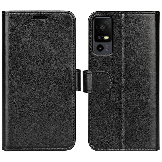 For TCL 40R 5G Anti-Dust Crazy Horse Texture Phone Case PU Leather Wallet Flip Stand Cover