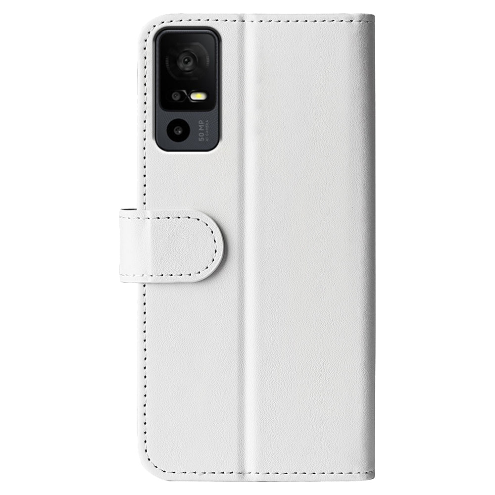 For TCL 40R 5G Anti-Dust Crazy Horse Texture Phone Case PU Leather Wallet Flip Stand Cover