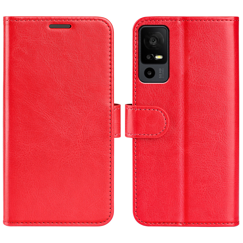 For TCL 40R 5G Anti-Dust Crazy Horse Texture Phone Case PU Leather Wallet Flip Stand Cover