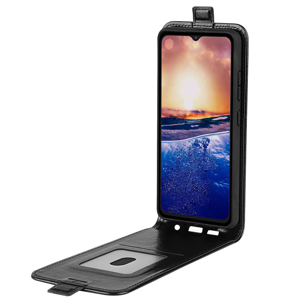For TCL 40R 5G Vertical Flip Phone Case Crazy Horse Texture Card Holder PU Leather Protective Cover