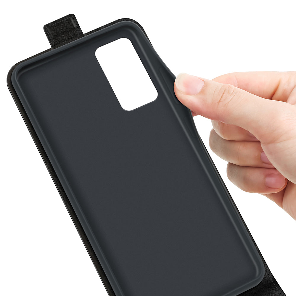 For TCL 40R 5G Vertical Flip Phone Case Crazy Horse Texture Card Holder PU Leather Protective Cover