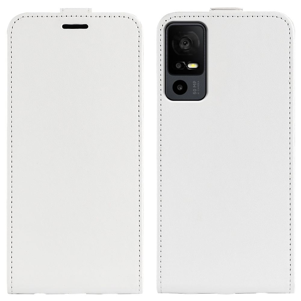 For TCL 40R 5G Vertical Flip Phone Case Crazy Horse Texture Card Holder PU Leather Protective Cover