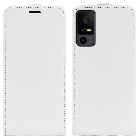 For TCL 40R 5G Vertical Flip Phone Case Crazy Horse Texture Card Holder PU Leather Protective Cover