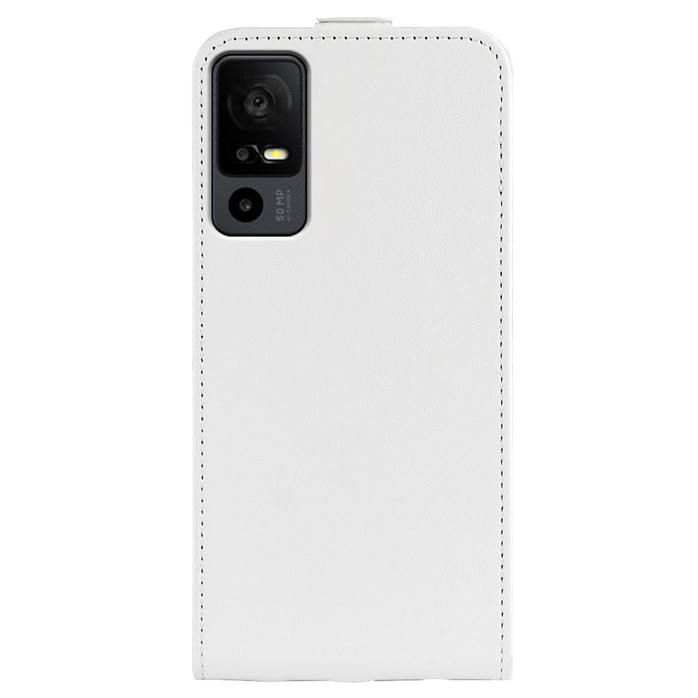 For TCL 40R 5G Vertical Flip Phone Case Crazy Horse Texture Card Holder PU Leather Protective Cover