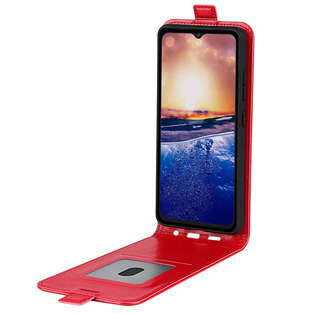 For TCL 40R 5G Vertical Flip Phone Case Crazy Horse Texture Card Holder PU Leather Protective Cover