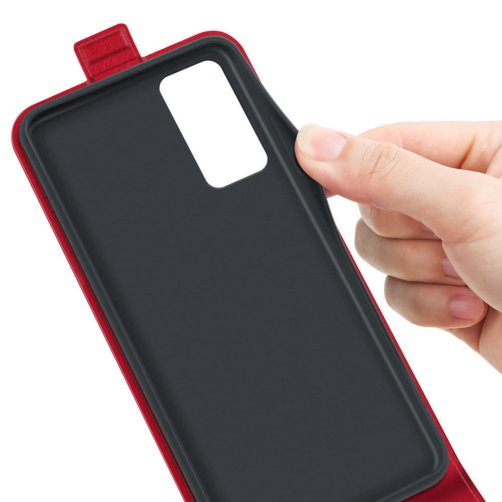 For TCL 40R 5G Vertical Flip Phone Case Crazy Horse Texture Card Holder PU Leather Protective Cover