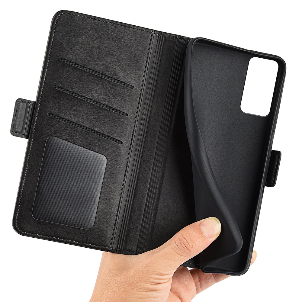 For TCL 40R 5G Anti-Scratch PU Leather Wallet Phone Case Calf Texture Anti-drop Stand Cover