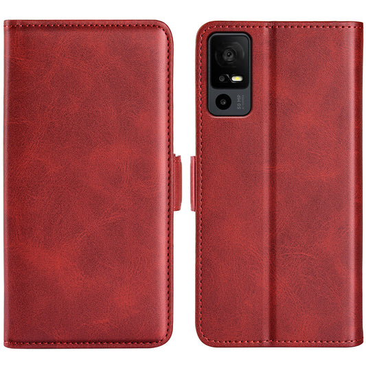 For TCL 40R 5G Anti-Scratch PU Leather Wallet Phone Case Calf Texture Anti-drop Stand Cover