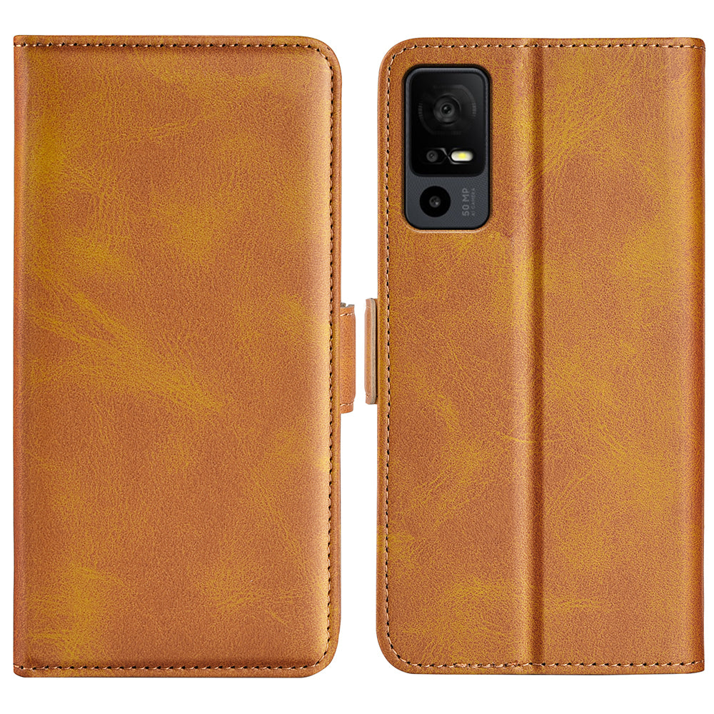 For TCL 40R 5G Anti-Scratch PU Leather Wallet Phone Case Calf Texture Anti-drop Stand Cover