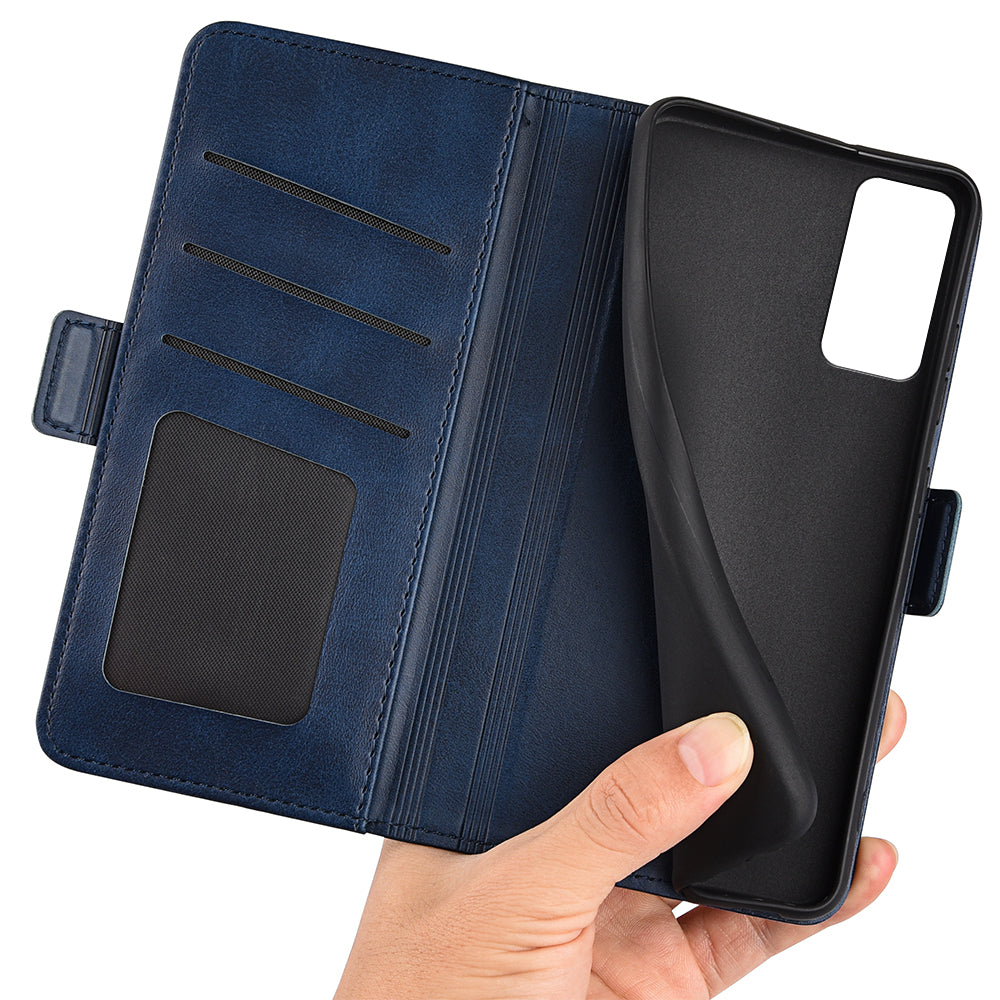 For TCL 40R 5G Anti-Scratch PU Leather Wallet Phone Case Calf Texture Anti-drop Stand Cover