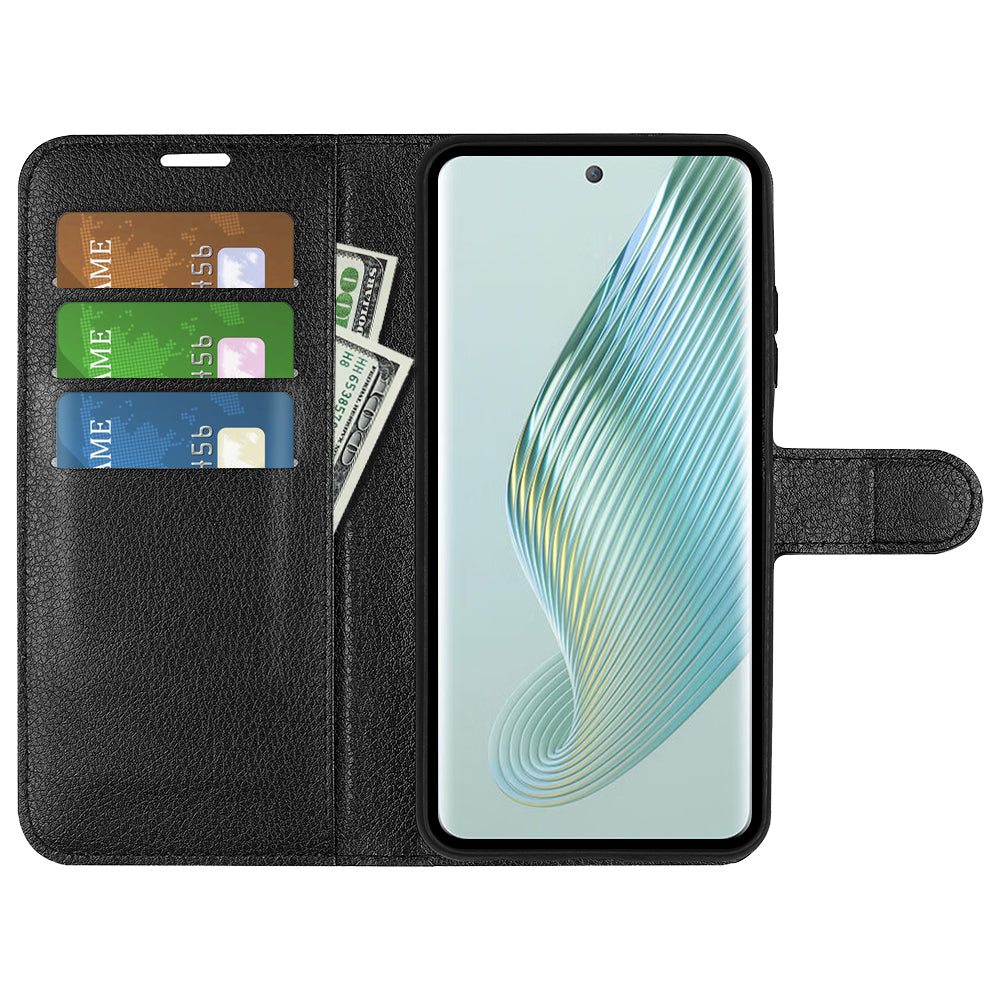 PU Leather Phone Case for Honor Magic5 Dustproof Litchi Texture Phone Shell Wallet Stand Flip Cover