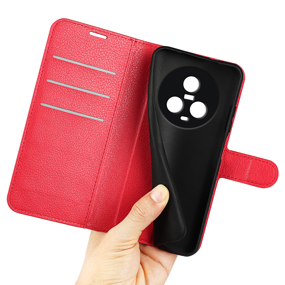PU Leather Phone Case for Honor Magic5 Dustproof Litchi Texture Phone Shell Wallet Stand Flip Cover