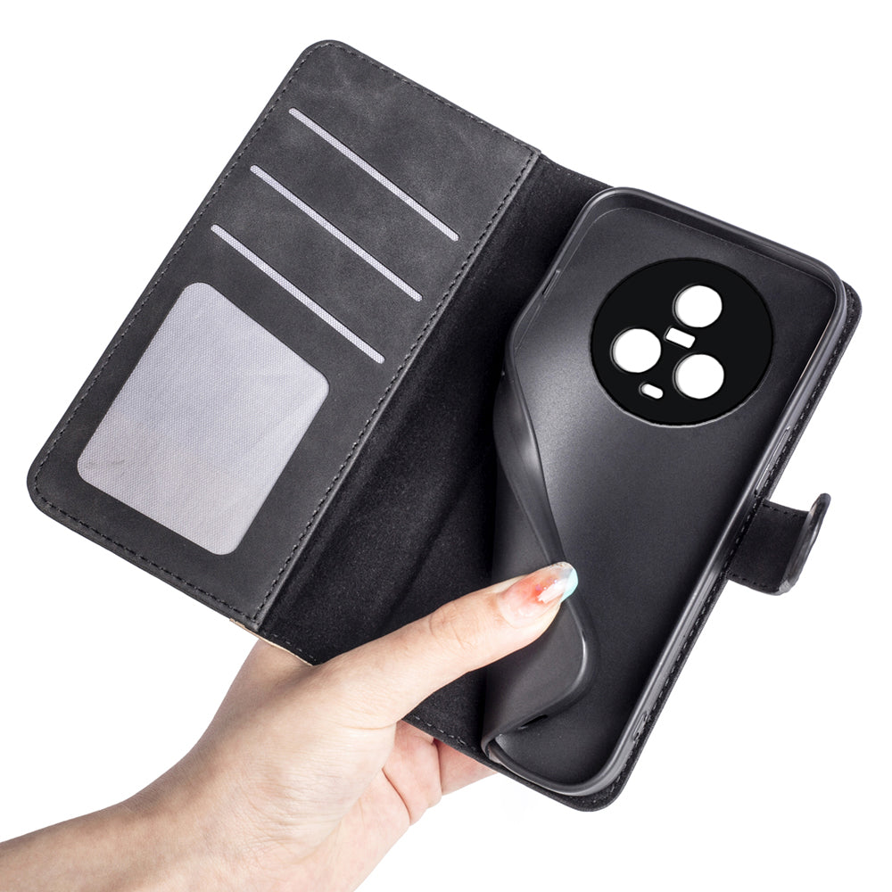 Dual Color Phone Shell for Honor Magic5 Splicing Leather Wallet Anti-Drop Cover Flip Stand Phone Case