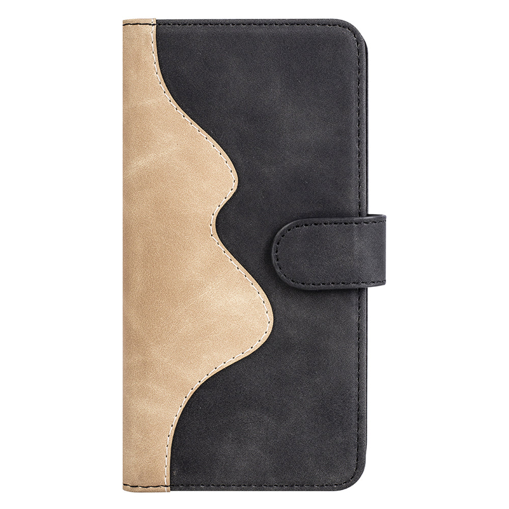 Dual Color Phone Shell for Honor Magic5 Splicing Leather Wallet Anti-Drop Cover Flip Stand Phone Case