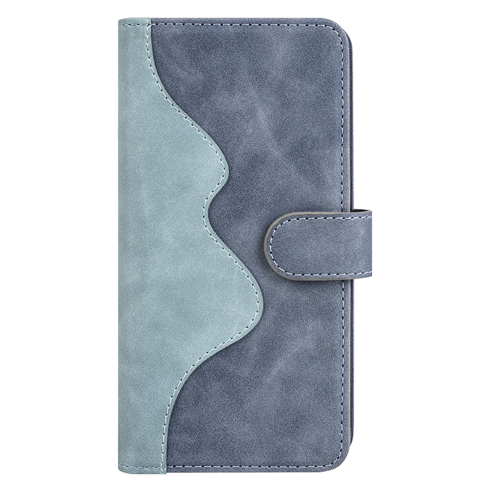 Dual Color Phone Shell for Honor Magic5 Splicing Leather Wallet Anti-Drop Cover Flip Stand Phone Case
