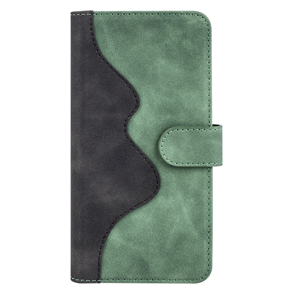 Dual Color Phone Shell for Honor Magic5 Splicing Leather Wallet Anti-Drop Cover Flip Stand Phone Case